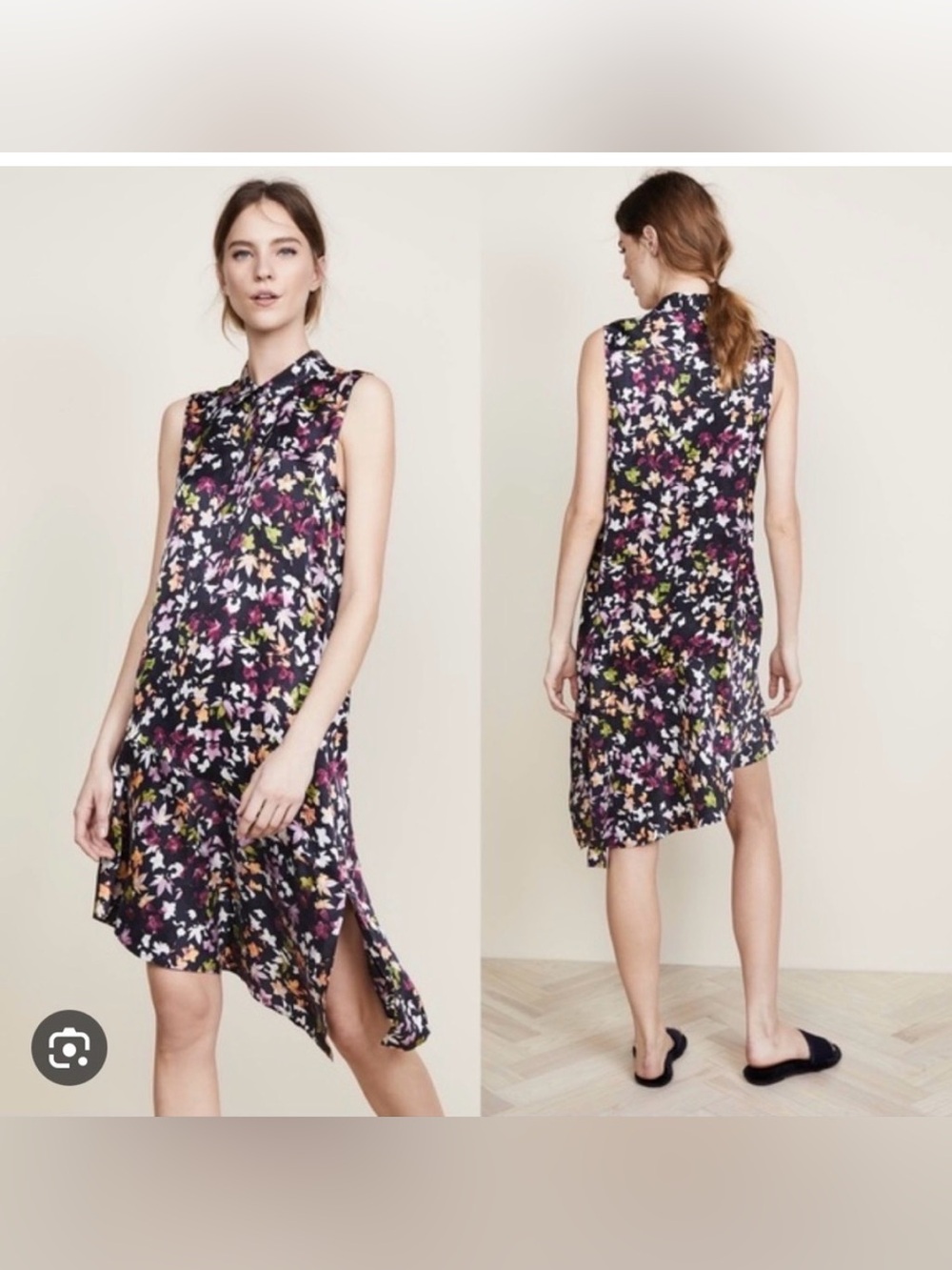 Equipment Tira Sleeveless floral print silk dress size medium